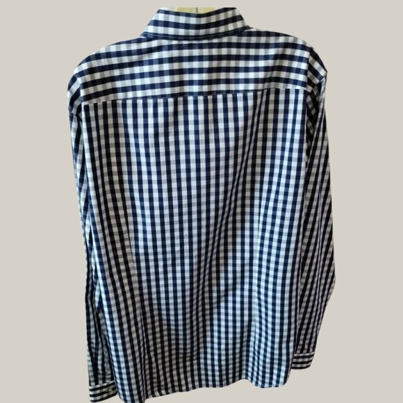 Hugo Boss Mens Slim Fit Gingham Button Down Shirt Blue/White Large - Picture 2 of 11